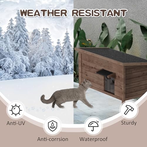 Outdoor Cat House Fully Insulated Wooden Weatherproof 34.4" L x 21.7" W x 27.2" H Q247