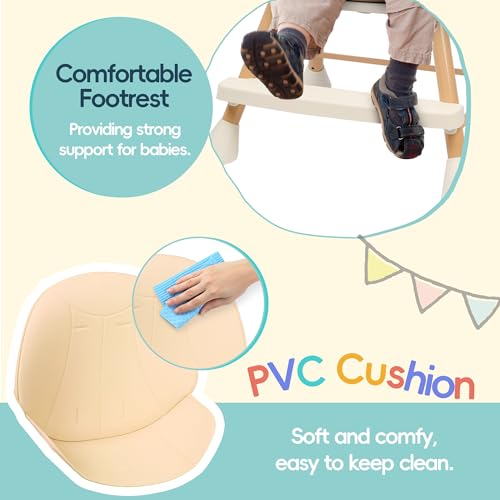 Beige 6-in-1 Convertible Baby High Chair with Cushion U440919