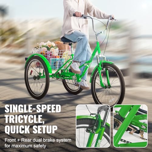 24-Inch Carbon Steel Folding Tricycle with Basket V642771