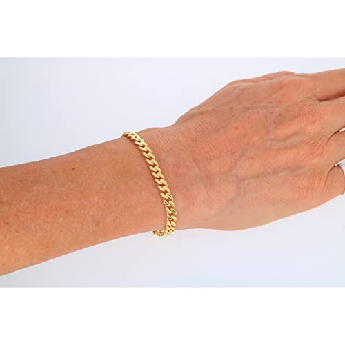 14k Yellow Gold 5mm Cuban Link Chain Bracelet P895985
