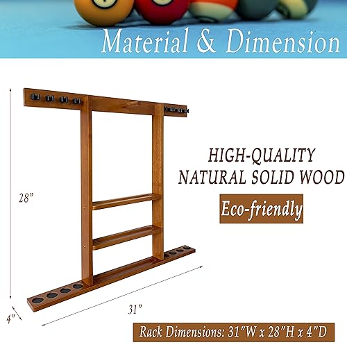 Wall Mount Pool Cue Stick Holder Hold 8 Cues Solid Wood Mahogany X594788