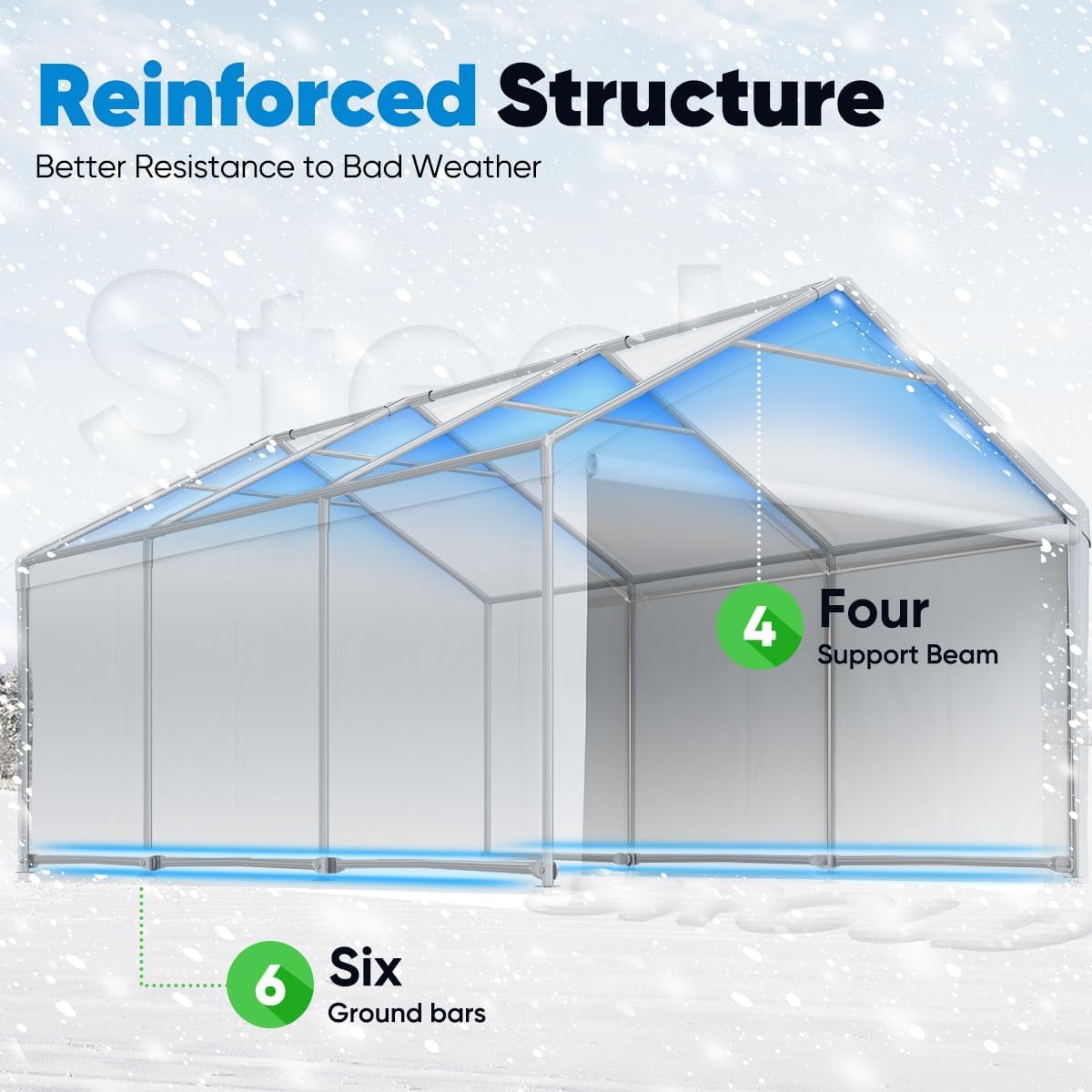 13'X20' Heavy Duty Galvanized Car Canopy Garage Boat Shelter with Reinforced Frame - Silver Gray G4938