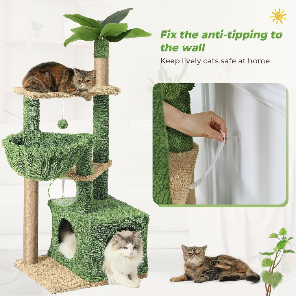 51 Inches Multi-Level Cat Tree with Hammock, Sisal Scratching Posts Z94504