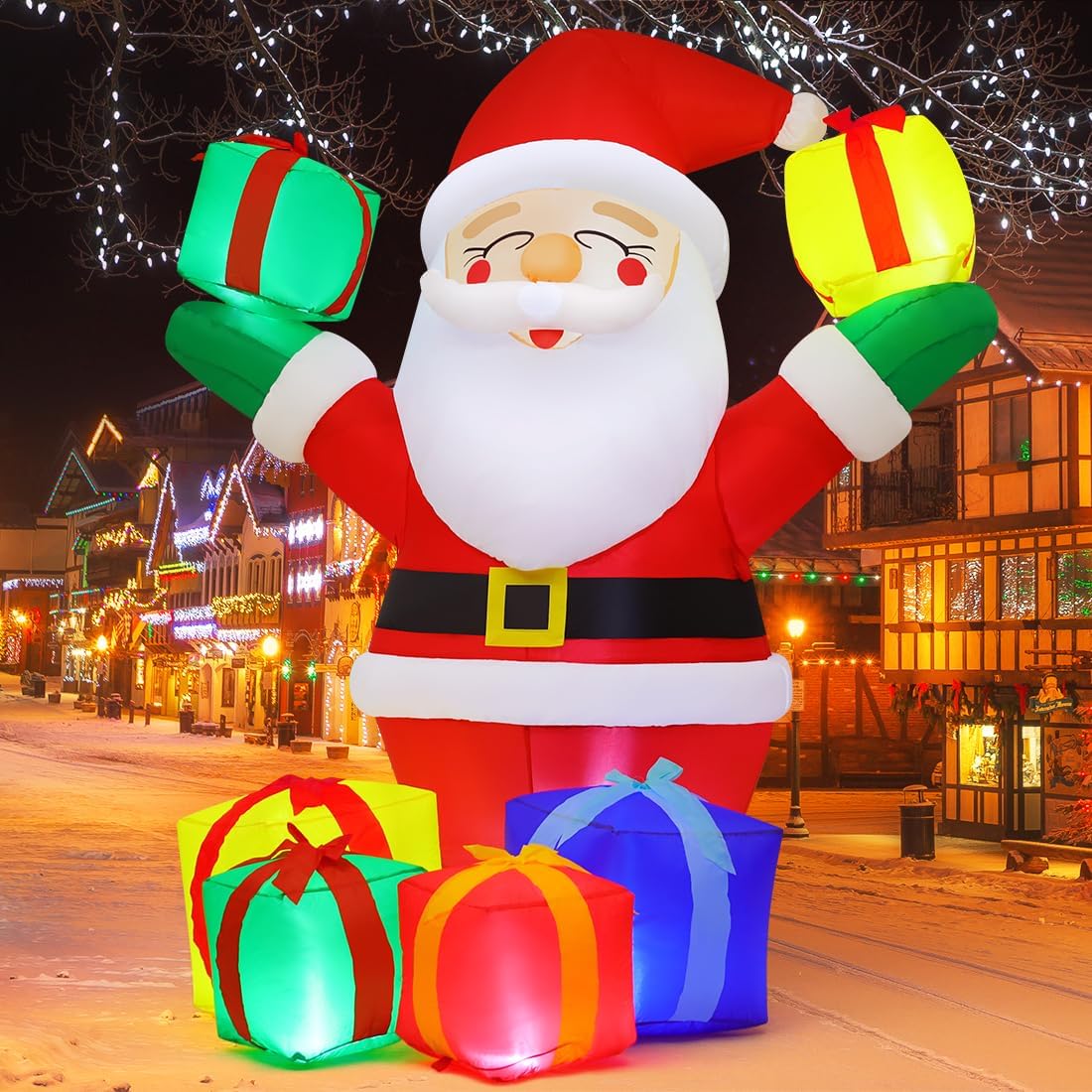 6 FT Christmas Santa Inflatables Outdoor Decorations with Built-in LEDs Y203321