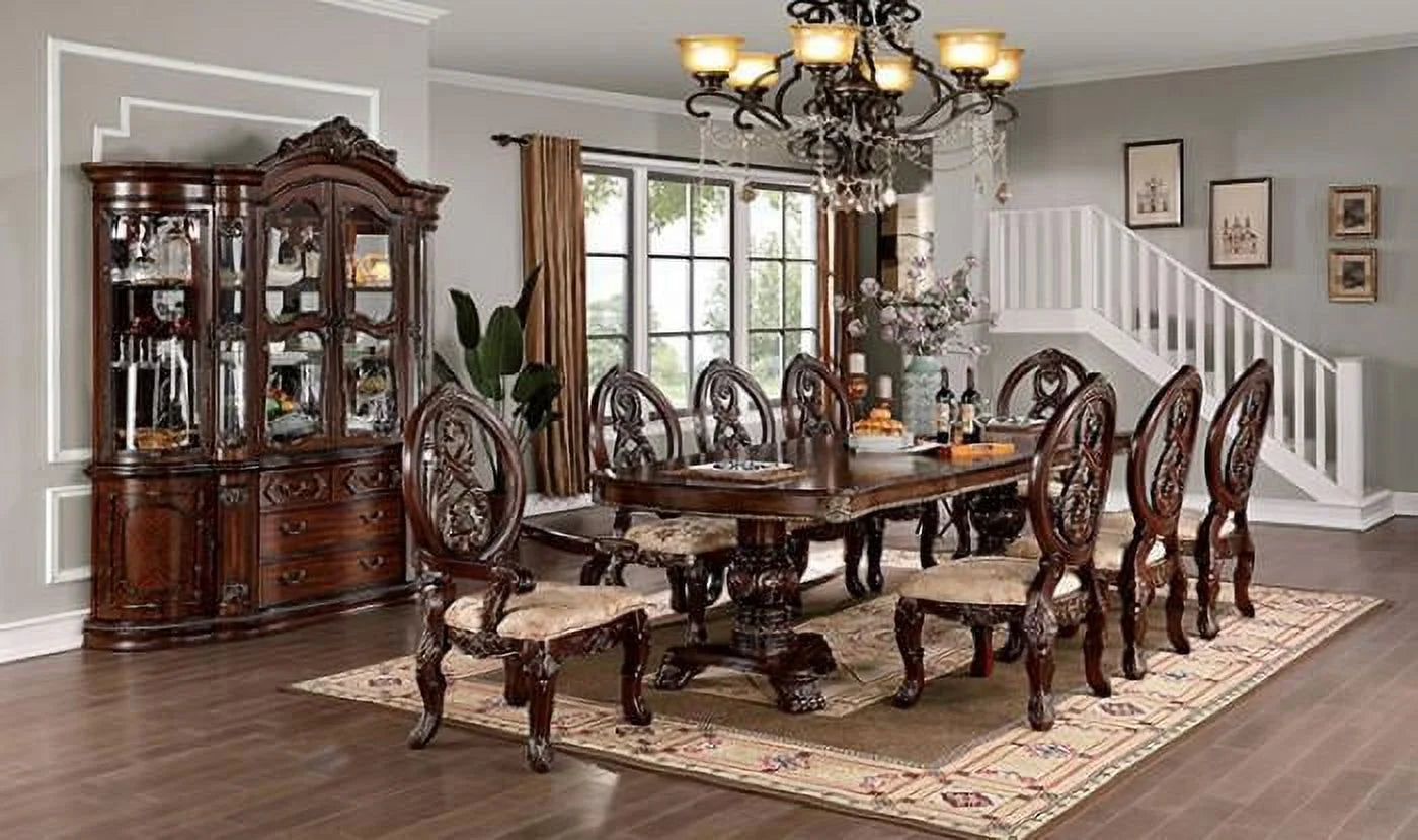 Brown Cherry Expandable Double Pedestal Dining Table P236554