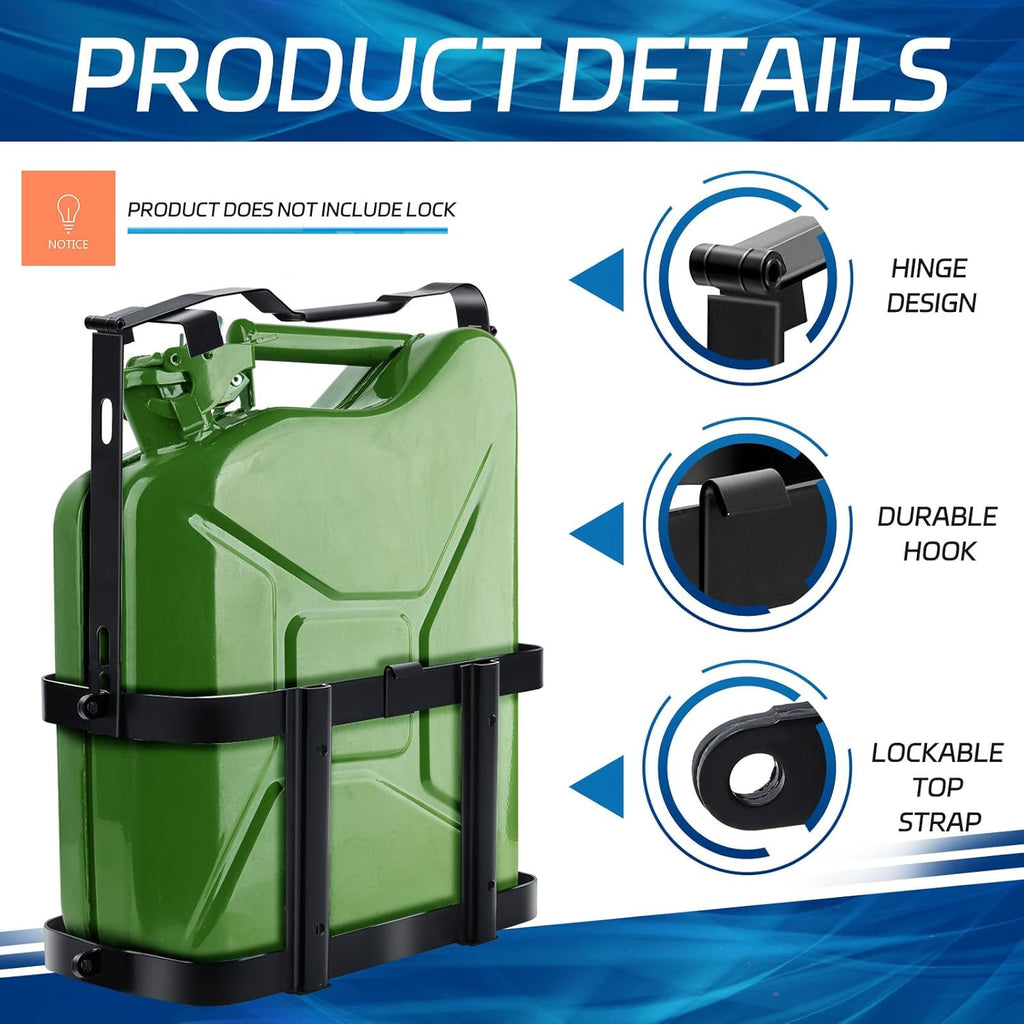2 Pcs 5 Gallon 20 Liter Metal Lockable Jerry Can Mount Holder Black B61730