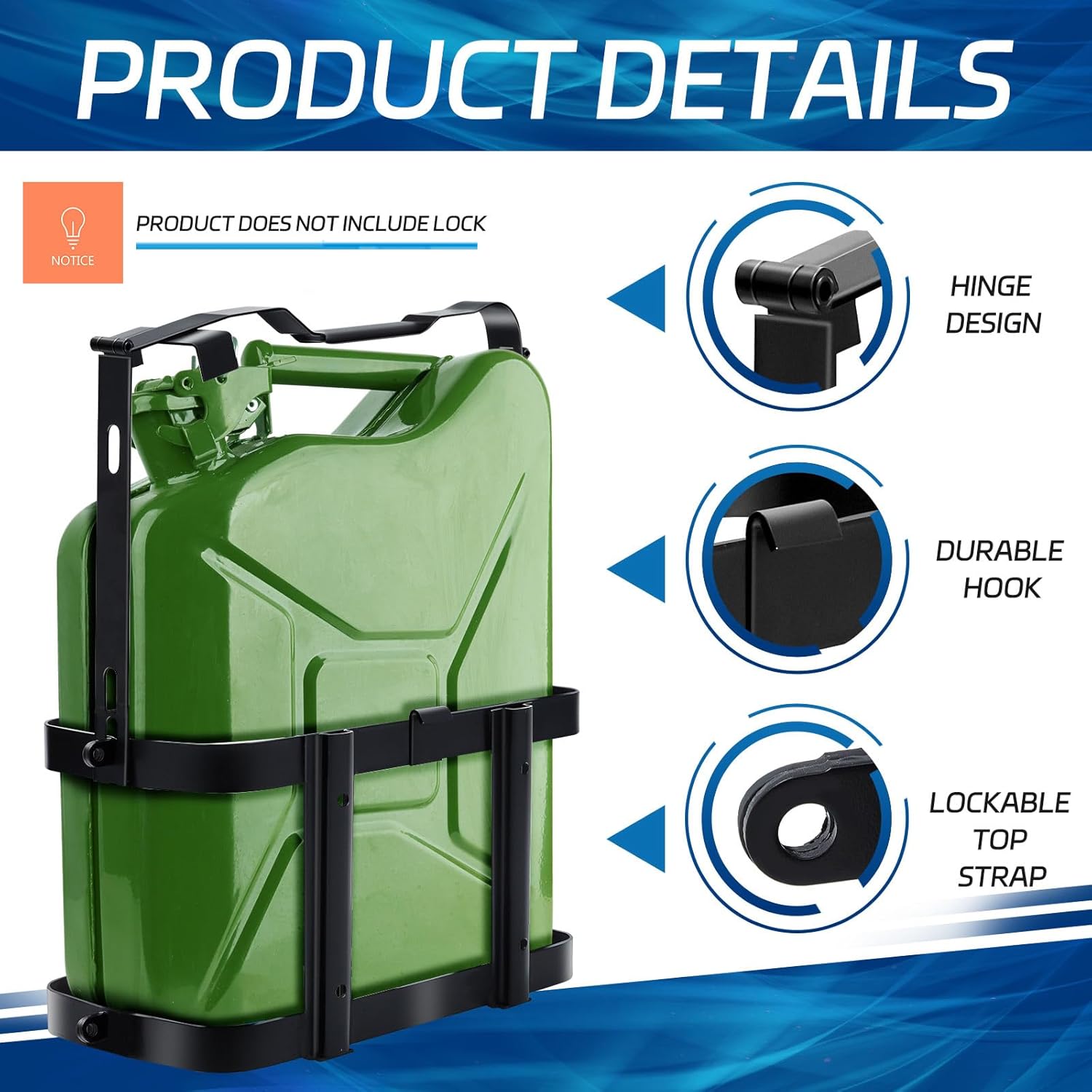 2 Pcs 5 Gallon 20 Liter Metal Lockable Jerry Can Mount Holder Black B61730