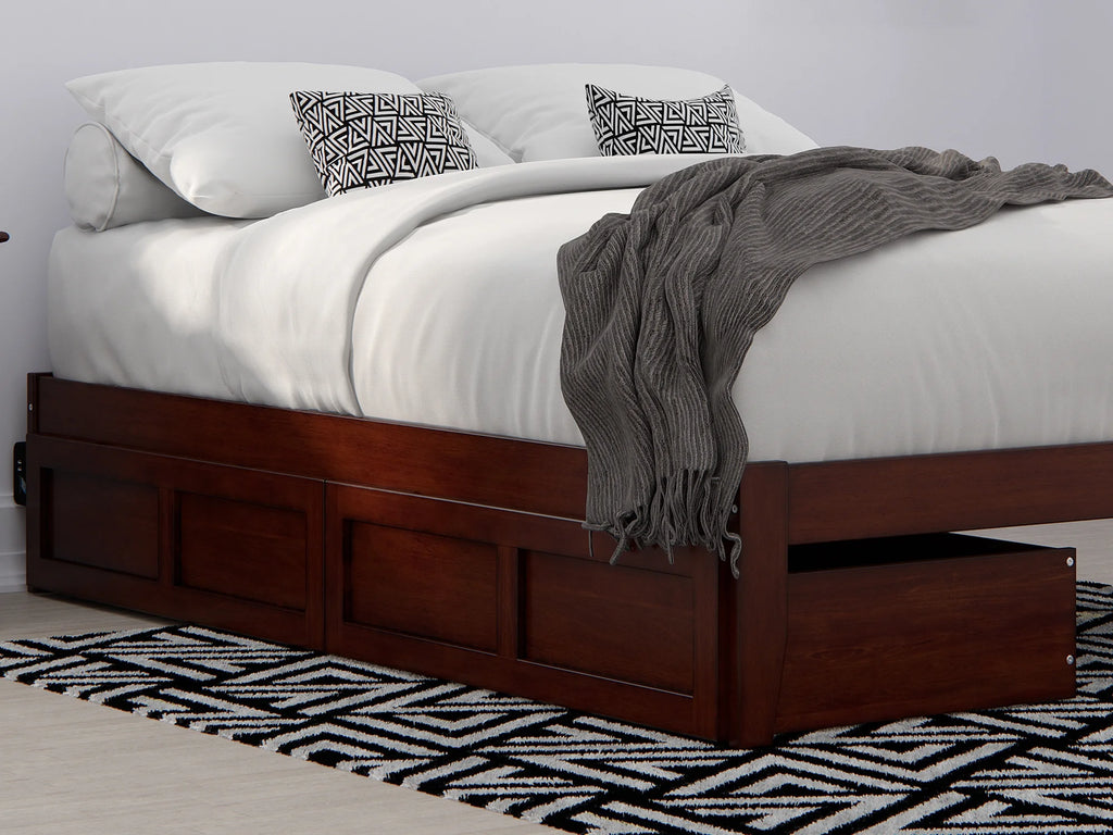 Set of 2 Solid Wood Under Bed Storage Drawers, Walnut P43486