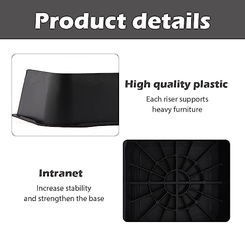4pcs Black Heavy Duty Adjustable Furniture Risers B291424