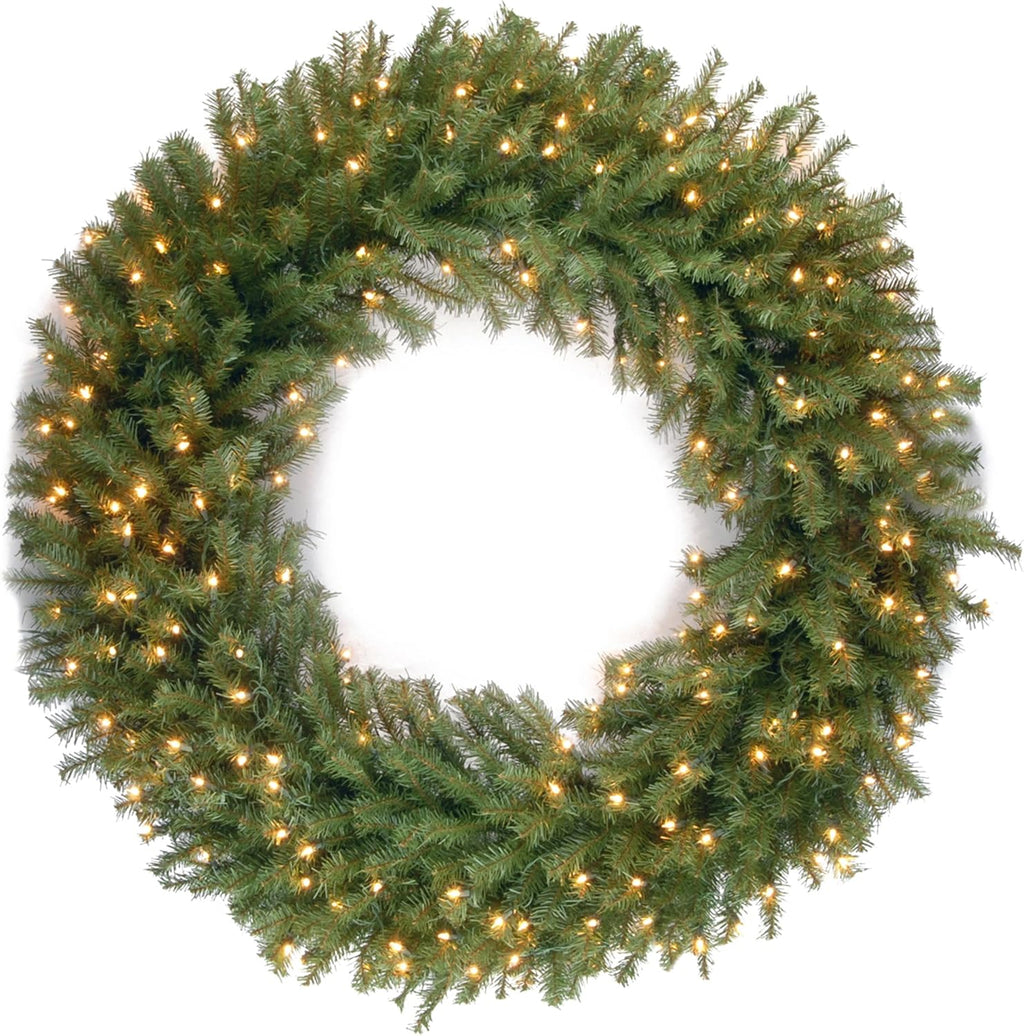 Pre-Lit Artificial Christmas Wreath, Green, 48 Inches E60144