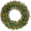 Pre-Lit Artificial Christmas Wreath, Green, 48 Inches E60144