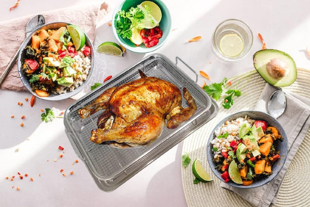 Stainless Steel Air Fryer Basket Set with Crisper Tray and Pan Tray T627