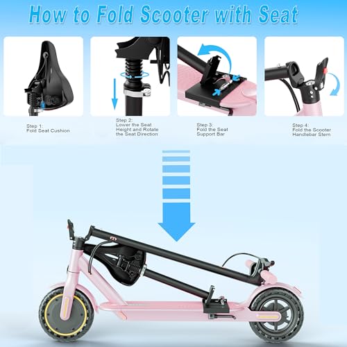 Folding Electric Scooter with Seat, 350W Motor, 8.5" Tire, 19MPH, 21Mile Range A422