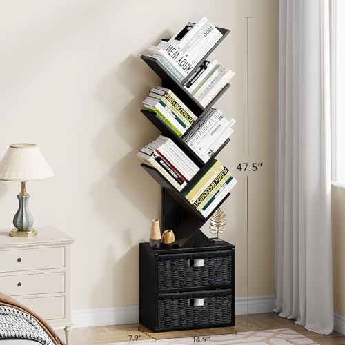 6 Tier Wood Bookshelf with Storage Drawer G5741