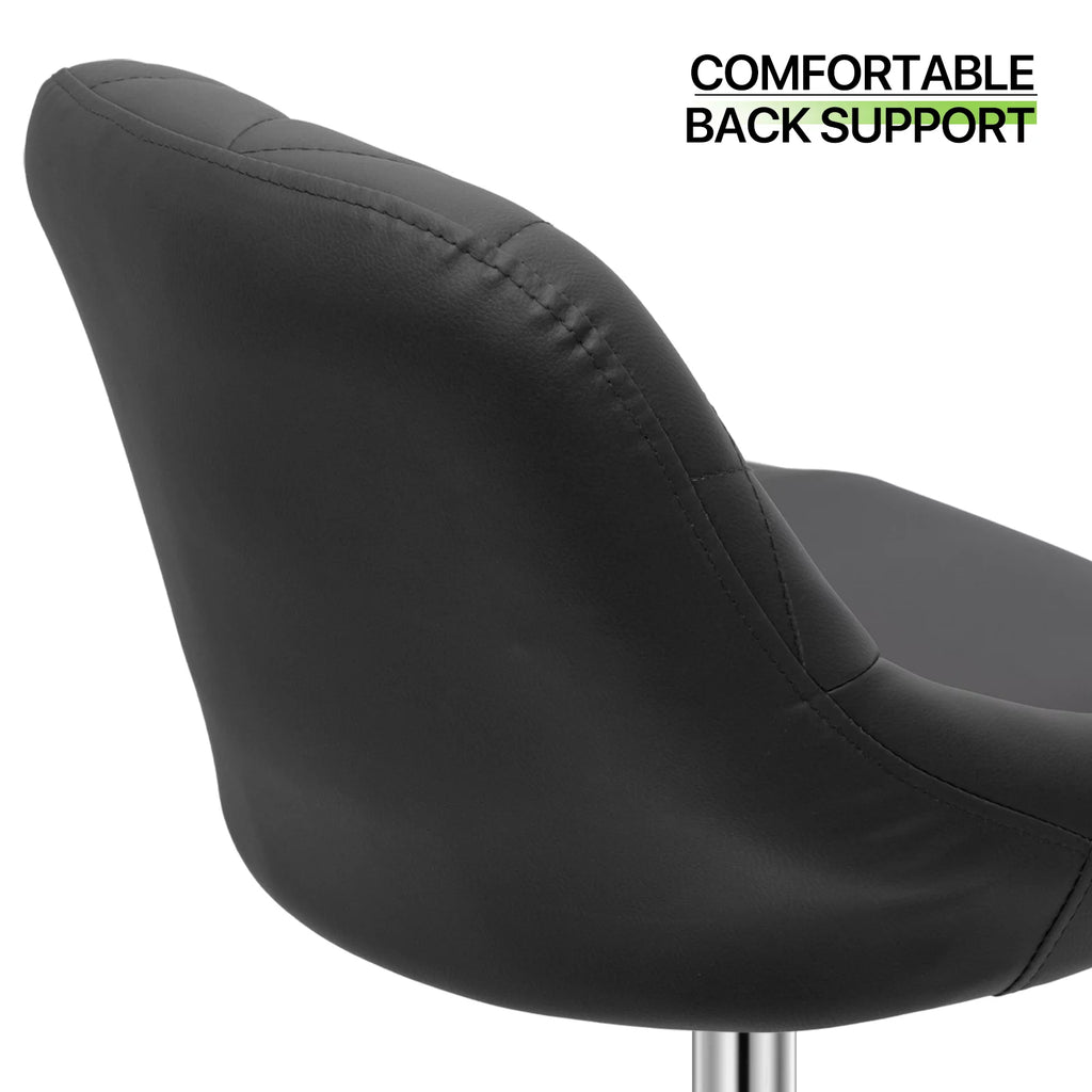 Set of 2 Faux Leather Adjustable Black Swivel Bar Stools with Backrest S460608