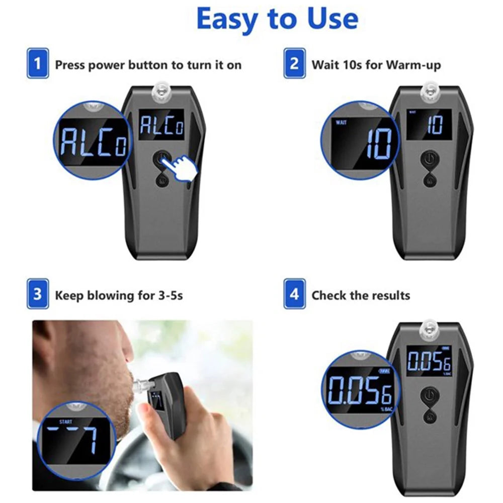 Portable Breath Alcohol Tester with 10 Mouthpieces A206