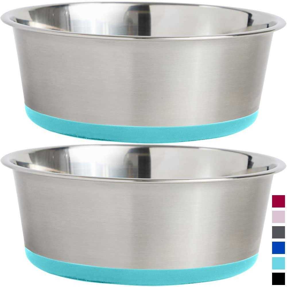 Stainless Steel Metal Dog Bowl Set of 2 with Rubber Base Z653