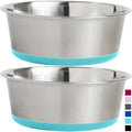 Stainless Steel Metal Dog Bowl Set of 2 with Rubber Base Z653