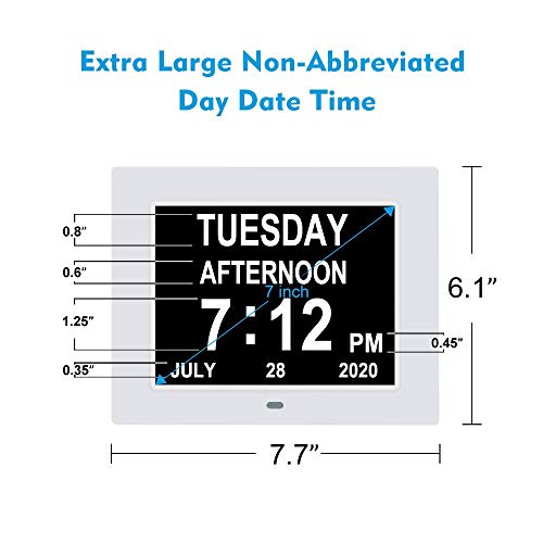 8 Inch Extra Large Calendar Day Date Time Clock with Non-Abbreviated Day Month Q41293