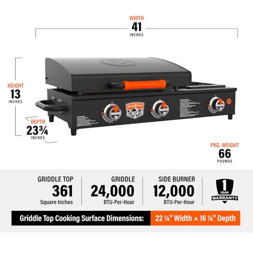 22 inch Black Flat Top BBQ Griddle S8155