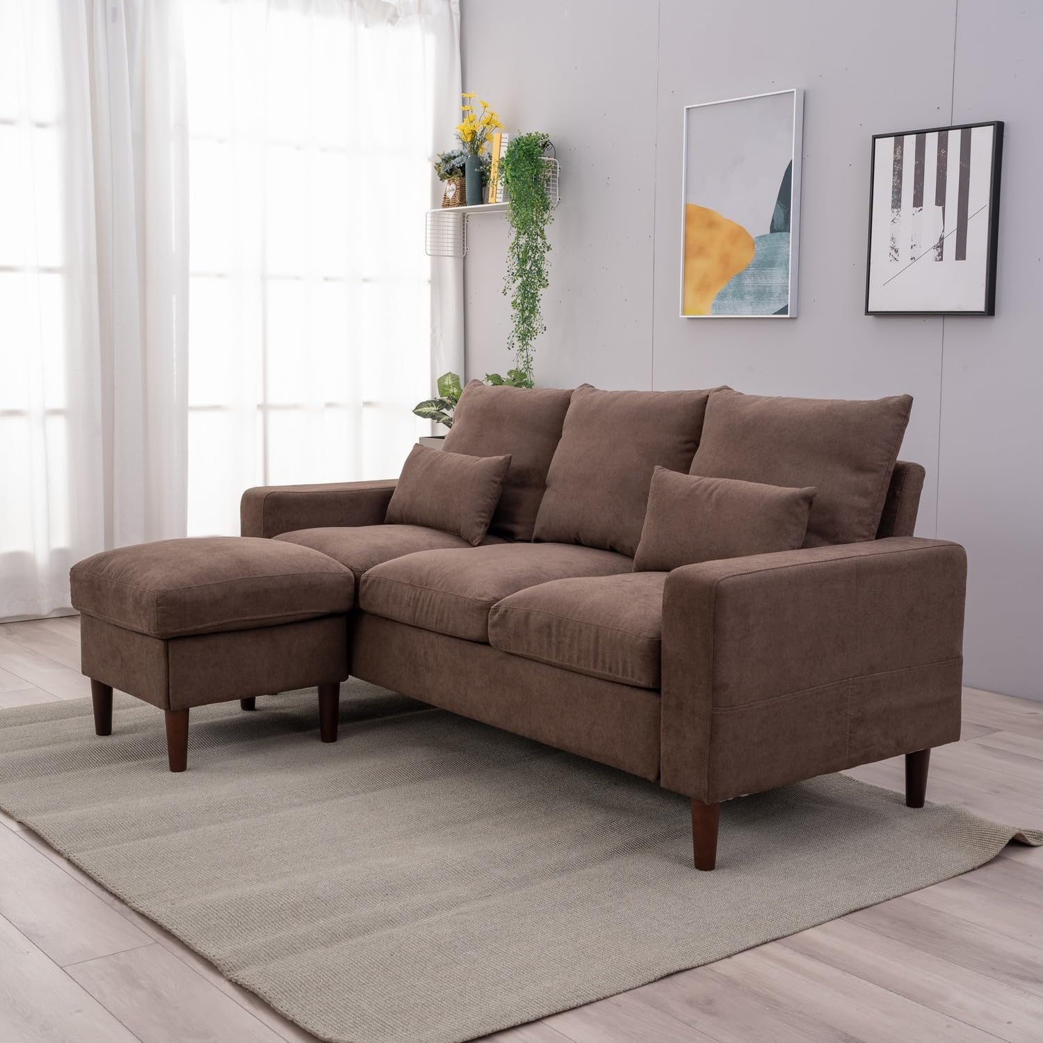 Convertible Sectional L-Shaped Fabric Sofa C136713