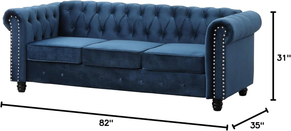 Navy Blue Tufted Velvet Sofa U1771