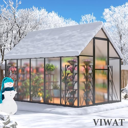 Black Aluminum Polycarbonate Greenhouse C8865