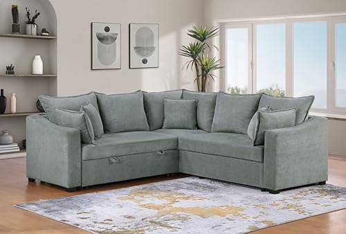 Oversized Corduroy U-Shaped Sectional Sofa with Chaise Lounge and 7 Toss Pillows Z499028