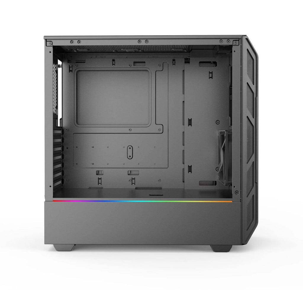 Black Compact EATX Mid-Tower Case with Tempered Glass and Digital RGB C5742