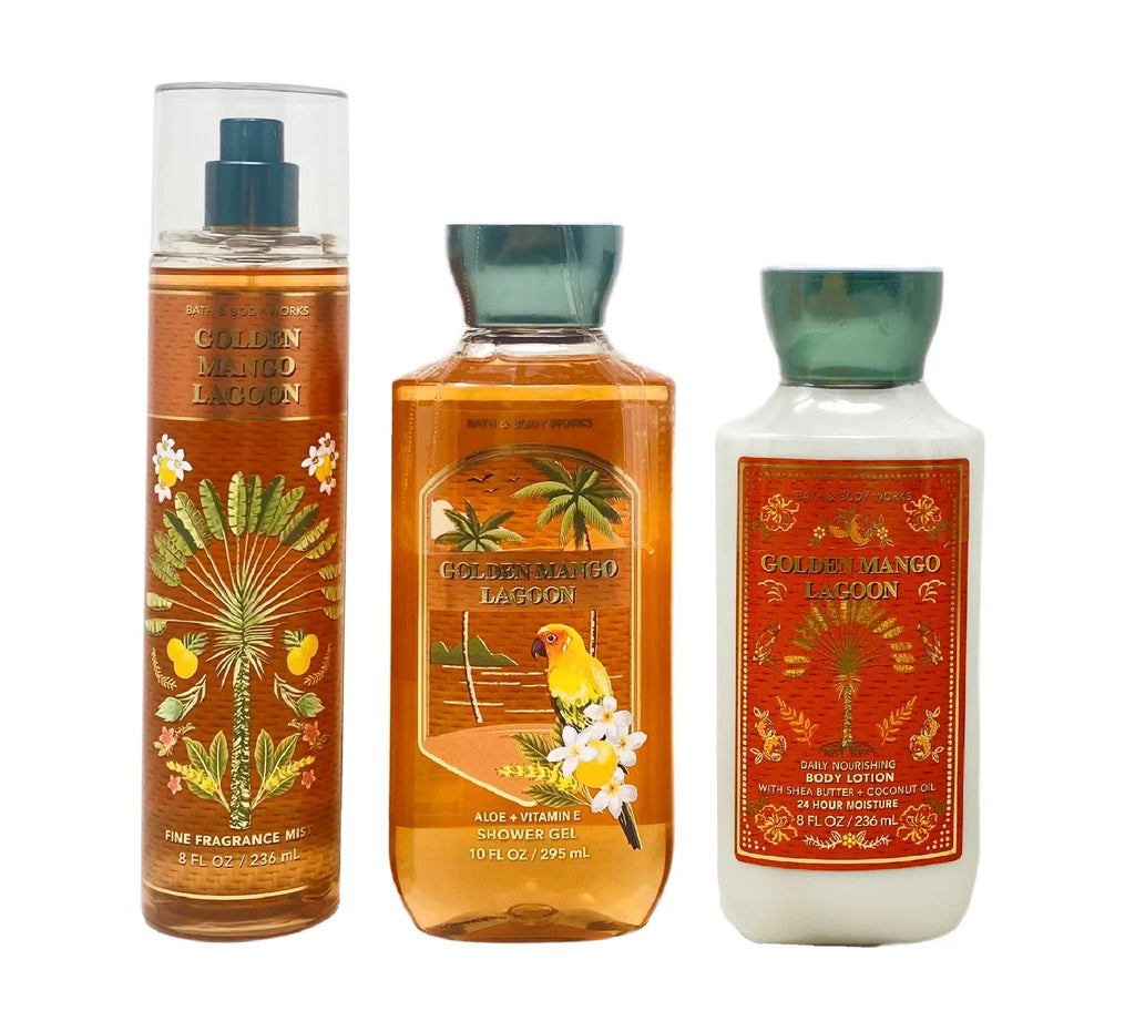 Golden Mango Lagoon Trio Value Pack - Fragrance Mist - Shower Gel - Body Lotion - Full Size G5269