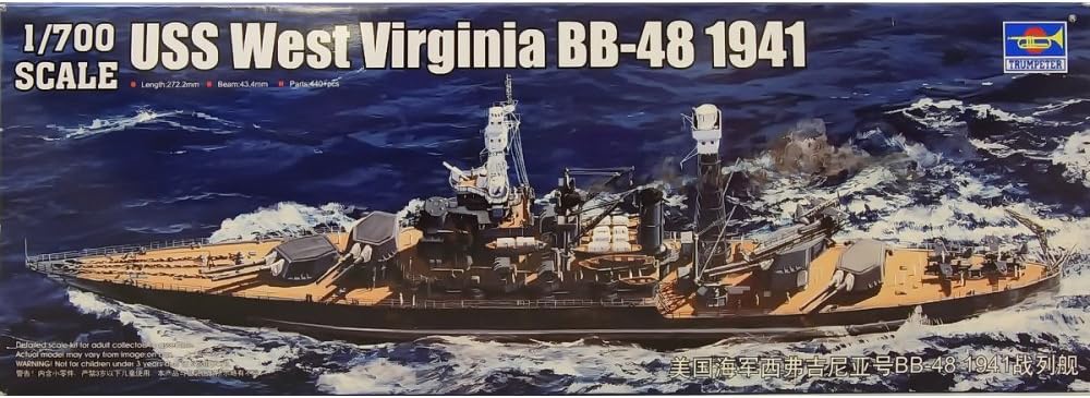 USS West Virginia BB48 Battleship Model Kit (1/700 Scale) L99170