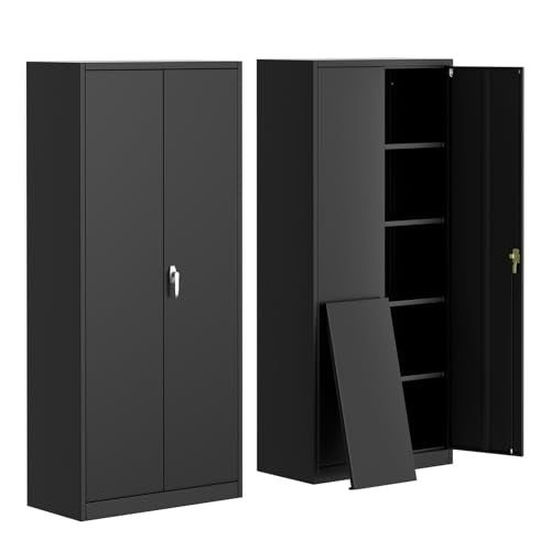 Metal Storage Cabinet with Lock, 4 Adjustable Shelves T92079
