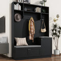 Black 4-in-1 Hall Tree with Bench and Shoe Storage L9949