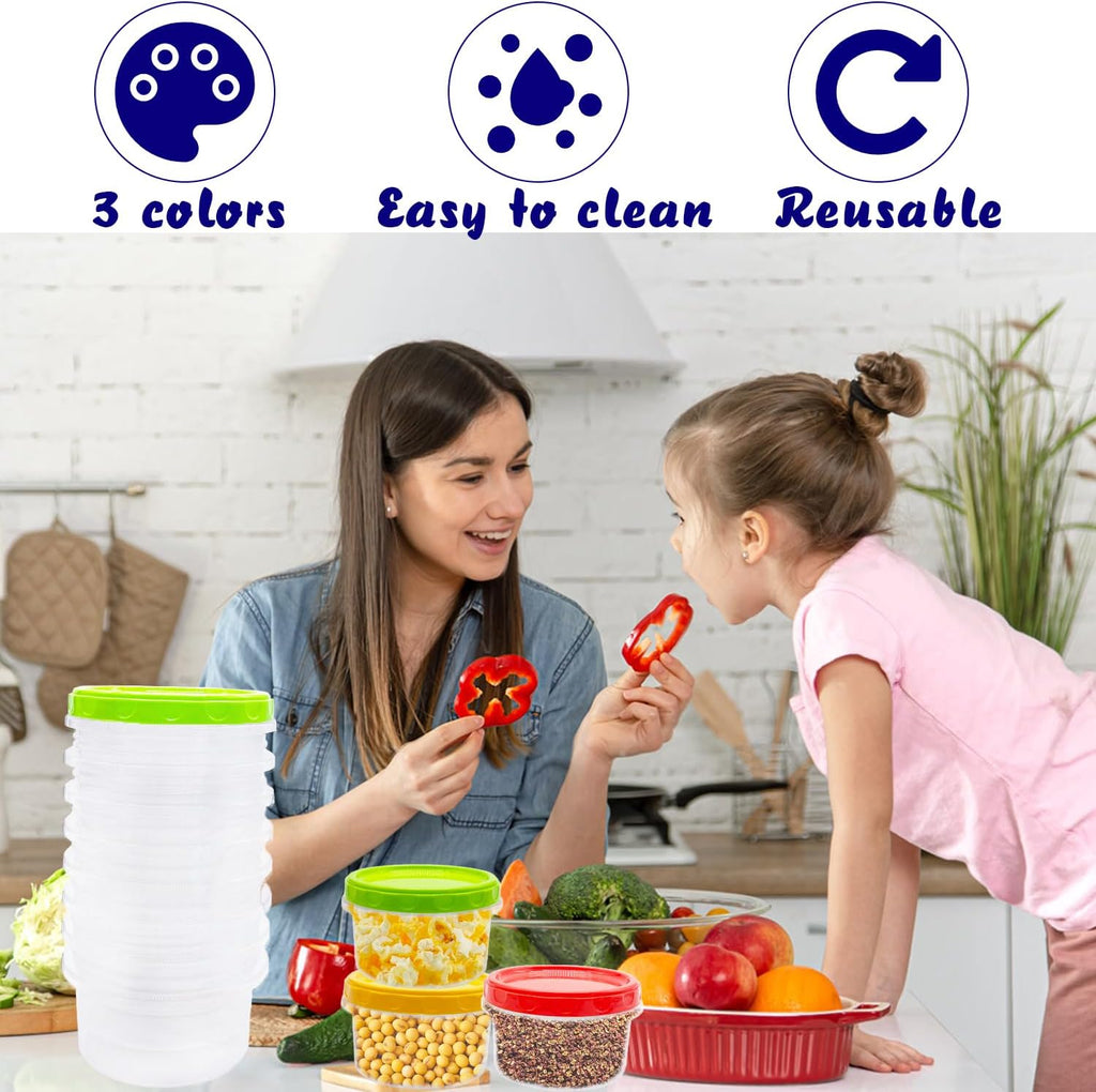 20 Pack 8 oz Reusable Small Plastic Containers with Screw Lids U1181