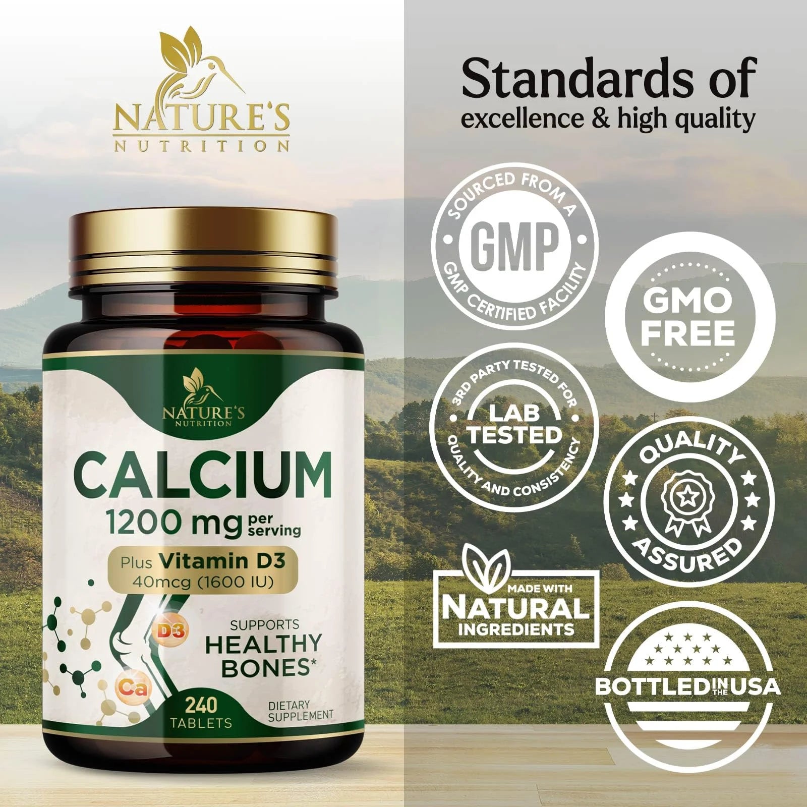 240 Tablets Calcium 1200 mg with Vitamin D3 Dietary Supplement K507712