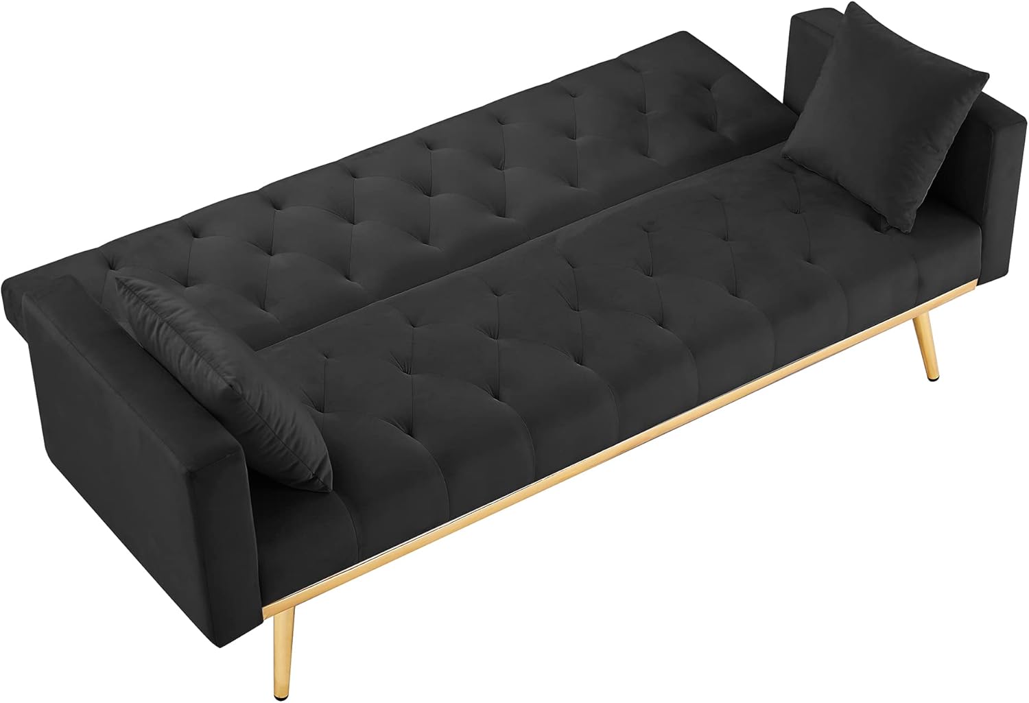 Black Convertible Folding Futon Sofa Bed J4597