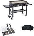 36 inch Outdoor Flat Top Gas Grill Griddle Station - 4-burner - Propane Fueled - With Cover and Accessory Kit B235564