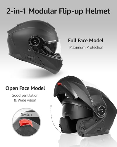 Modular Full Face Motorcycle Helmet with Flip Up Dual Visor Q79391