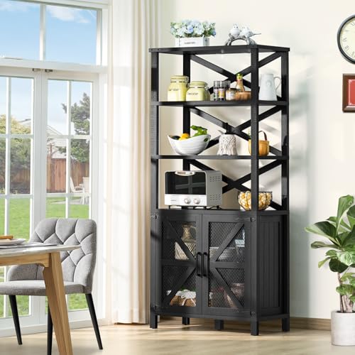 5 Tier 70" Tall Bookcase with Barn Doors and Adjustable Shelves, Blue (2PCS) K80103