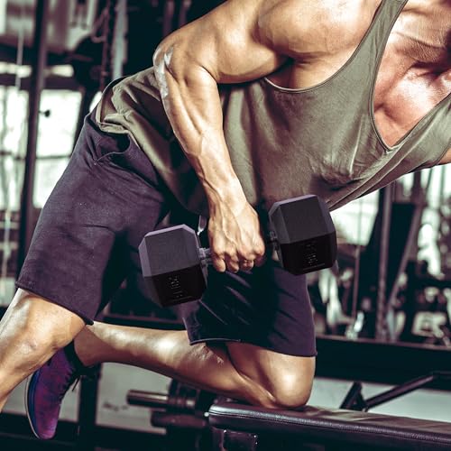 25 LB Pair Rubber Coated Hex Dumbbells V48859