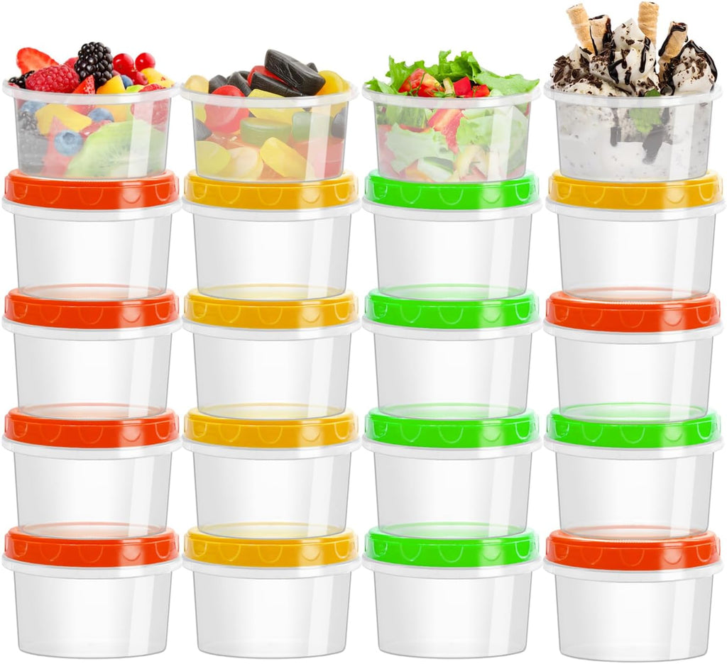 20 Pack 8 oz Reusable Small Plastic Containers with Screw Lids U1181