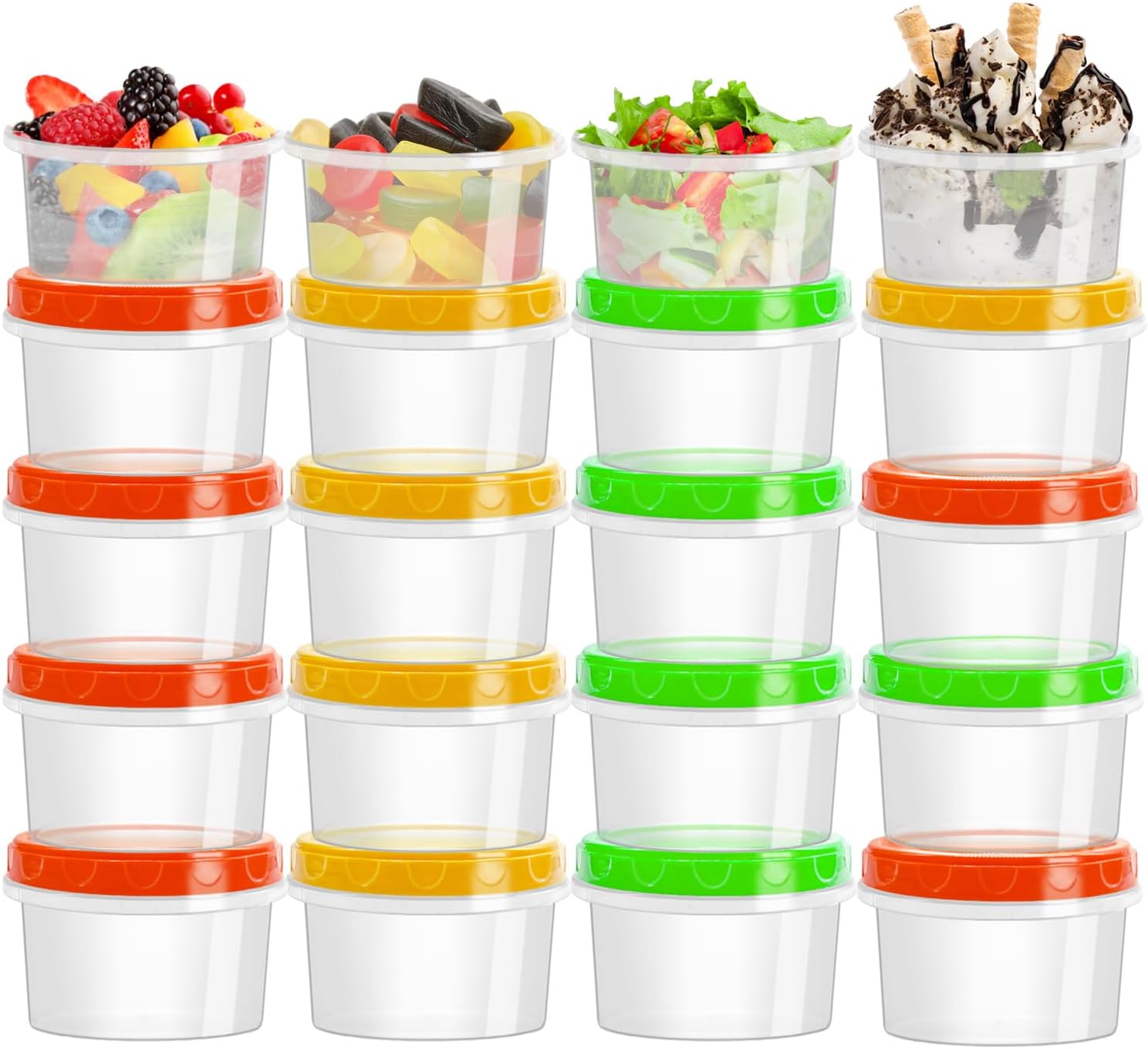 20 Pack 8 oz Reusable Small Plastic Containers with Screw Lids U1181
