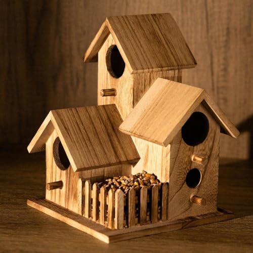 4 Hole Wooden Bird House C987