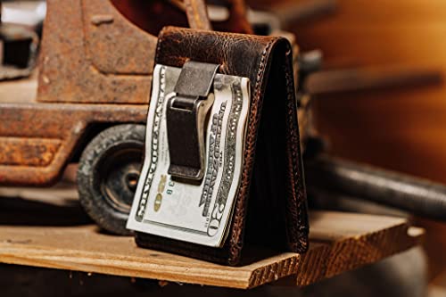 Full Grain Leather Bifold Money Clip Wallet B3057