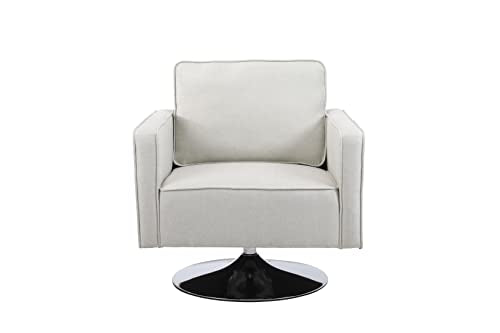 Swivel Teddy Fabric Accent Chair with Metal Base P858894