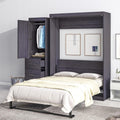 Full Size Wood Murphy Bed with Wardrobe and Drawers F173