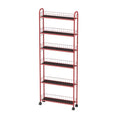 Red 6-Tier Wire Rolling Storage Cart with Wheels J489983