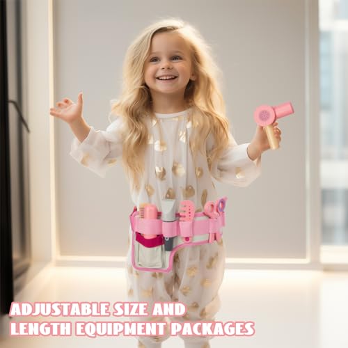 Hair Salon Toys Pretend Play Beauty Salon Set with Blow Dryer Straightener Tool Belt W2443