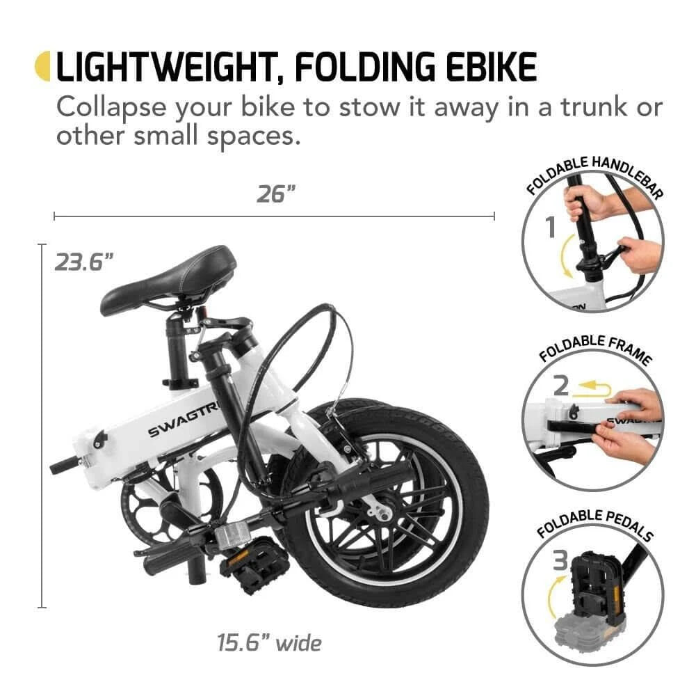 Lightweight Aluminum Folding eBike, White J674652
