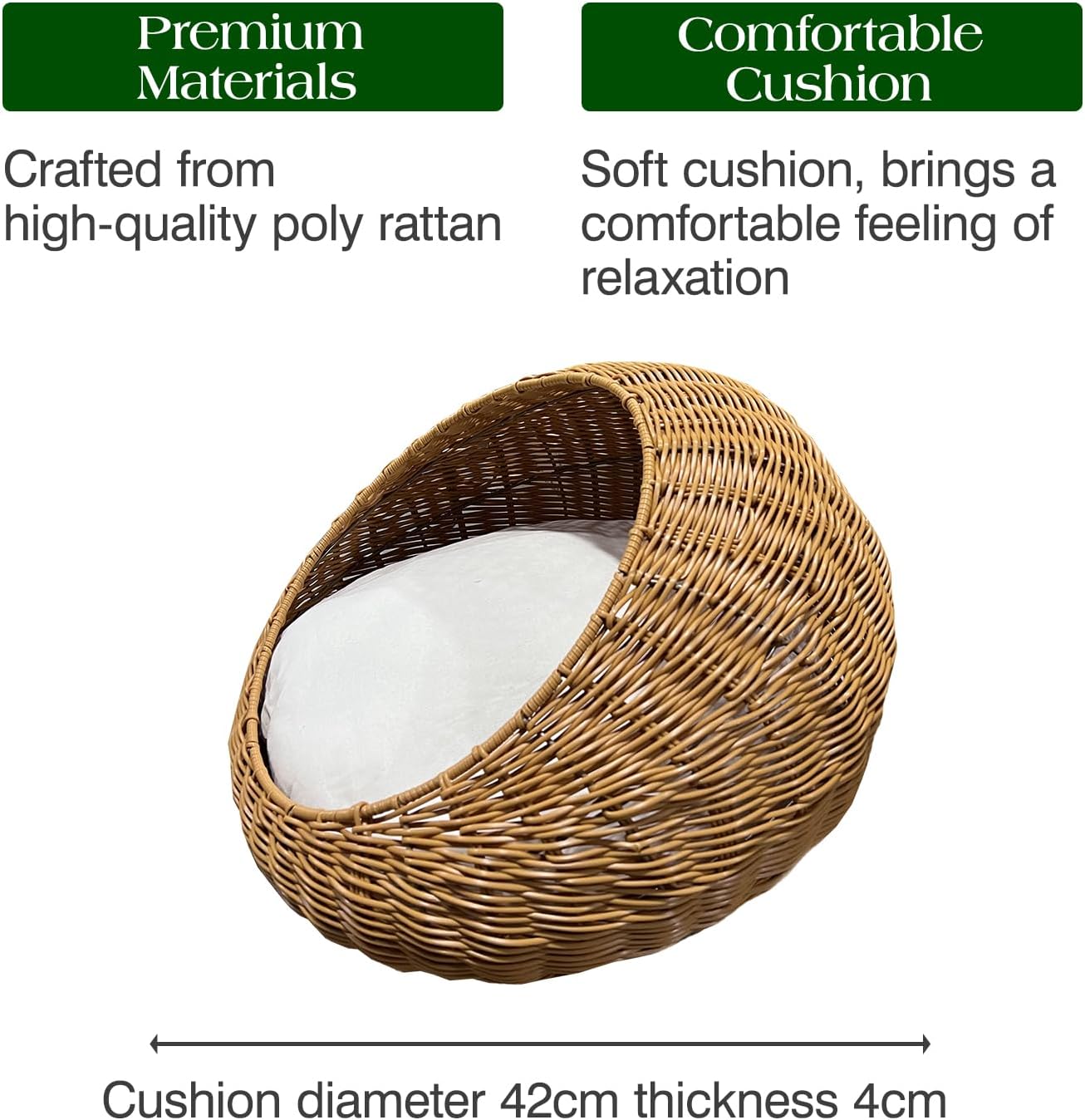 Poly Rattan Pet Bed Basket with Removable Washable Cushion Y895